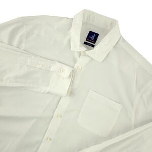 Johnnie-O Prep-Formance Shirt Mens XL White Solid Long Sleeve Button Up Stretch
